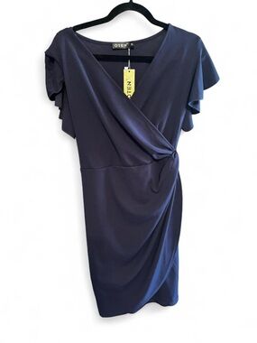 Navy Wrap-Style Dress